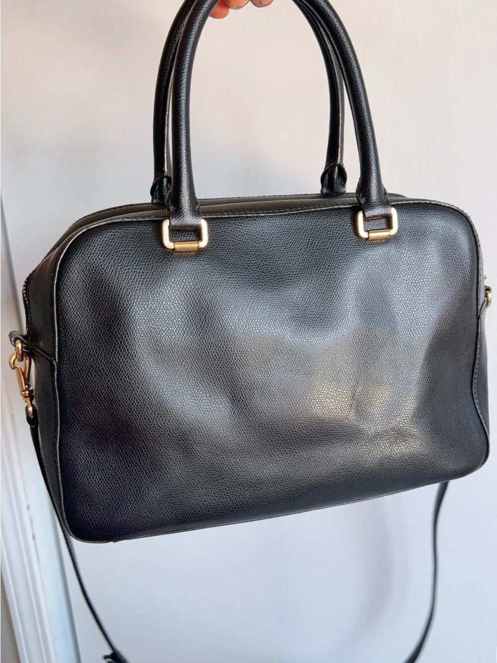 LRL Lauren Ralph Lauren Sabine Black Leather Satchel Purse